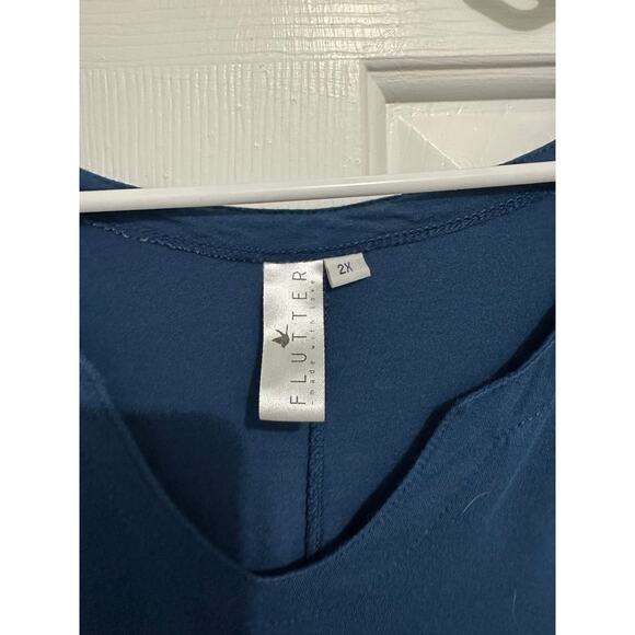 Flutter, boutique, brand clothing, plus size 2x blue dress pockets - Picture 5 of 8